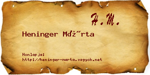 Heninger Márta névjegykártya